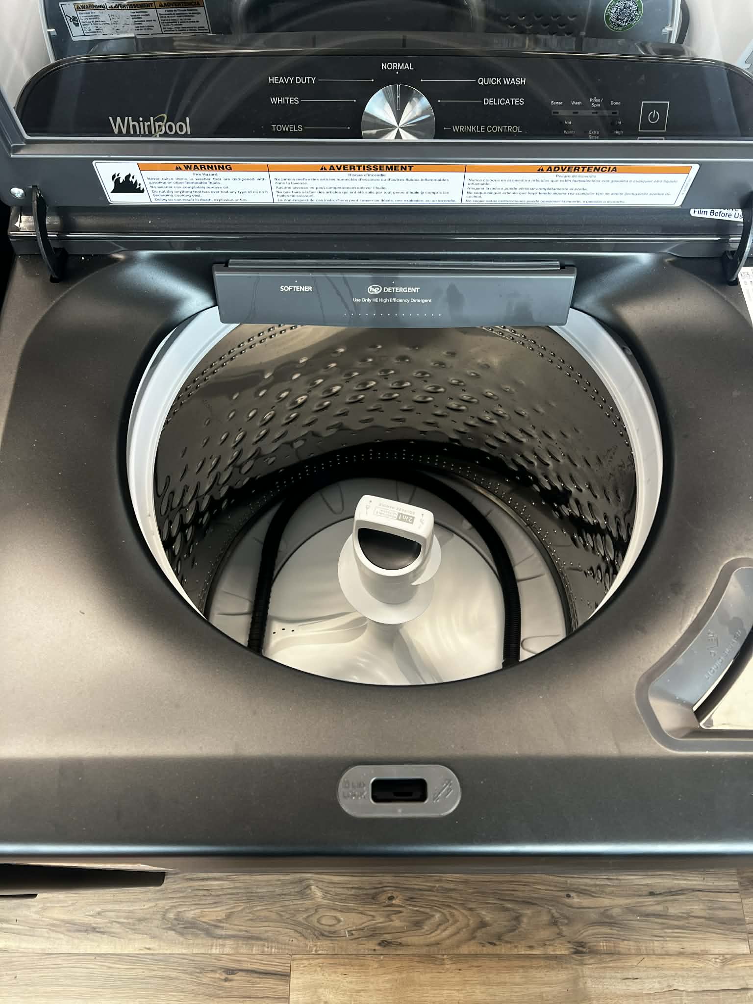 5.3 Cu. Ft. High Efficiency Top Load Washer with 2 in 1 Removable Agitator - Volcano Black + 7.0 cu ft Gas Dryer