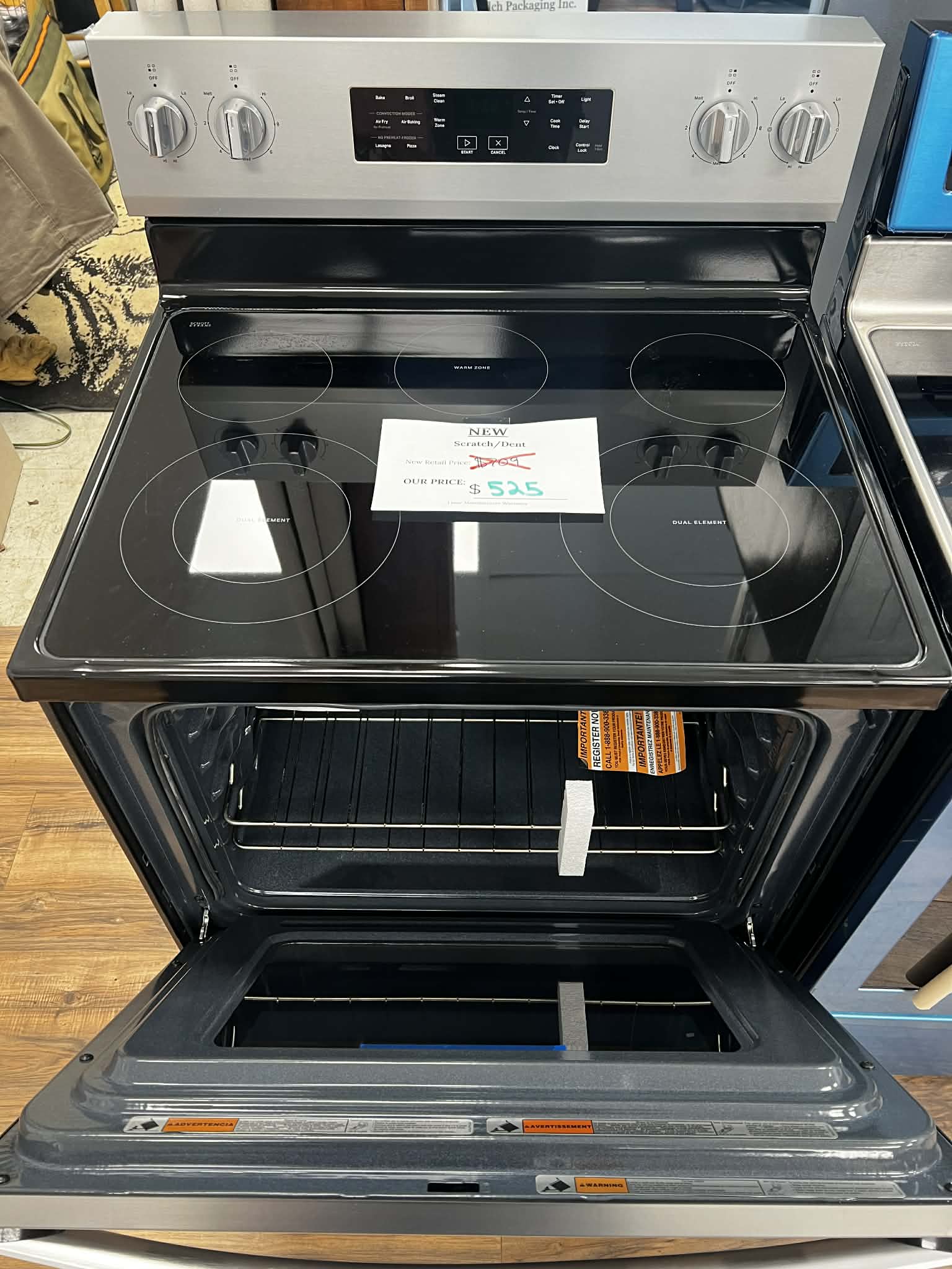 30" Freestanding Electric Range with Air Cooking Technology and Steam Clean